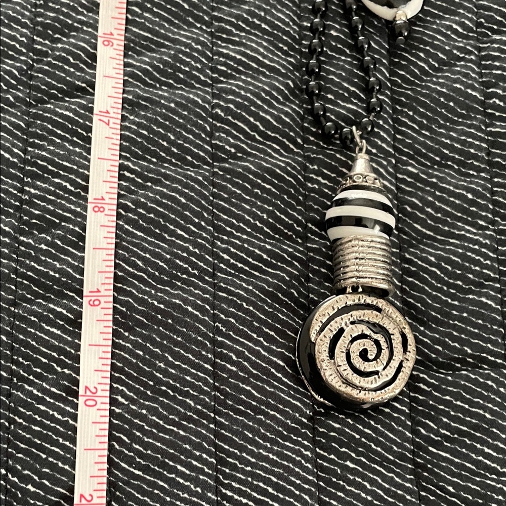 Black and White Spiral Dual Pendant Necklace - Picture 7 of 7